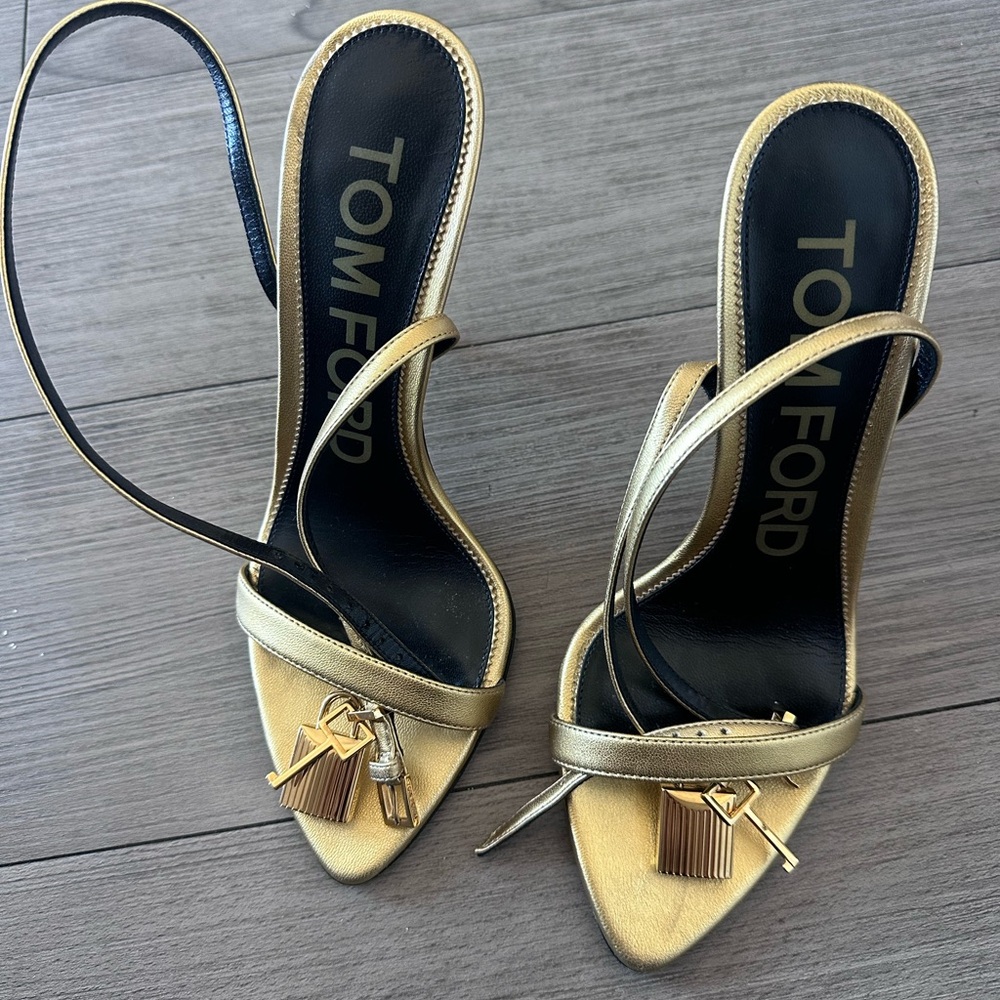 Tom Ford Gold Strappy Heels